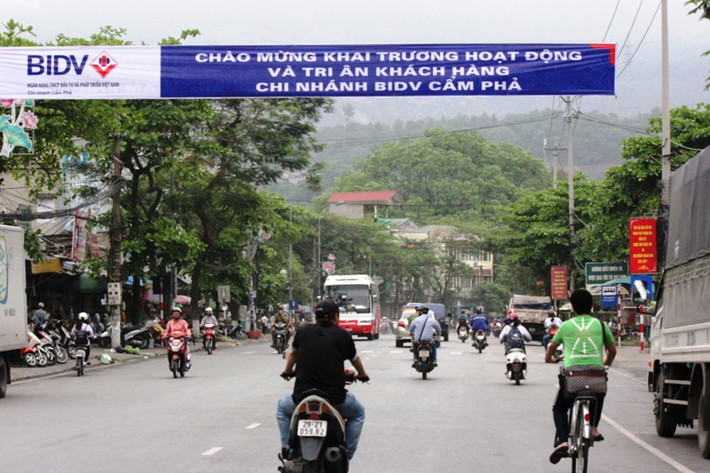 Một số tuyến phố chưa bị chặt hạ cây xanh ở Cẩm Phả.