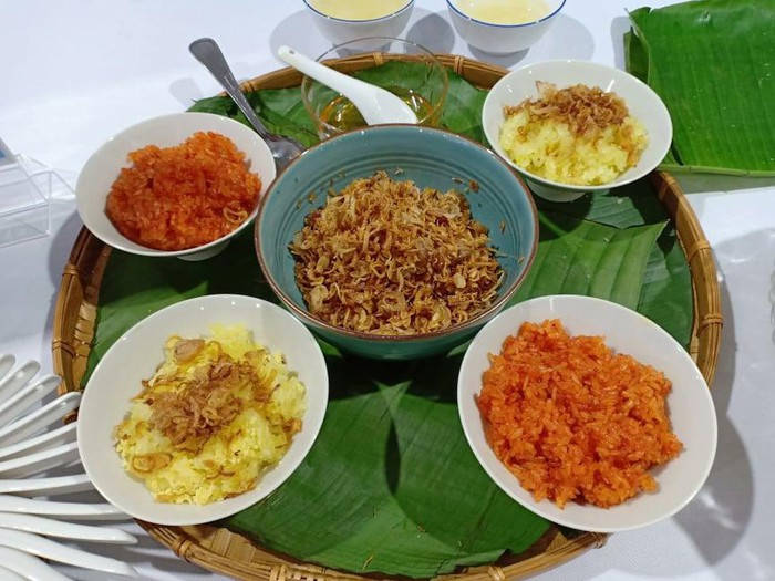 Xôi là một trong những món ăn truyền thống của Việt Nam có mặt tại nhà ăn của Trung tâm báo chí quốc tế. Ảnh: Người đưa tin.