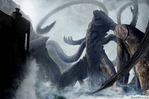 Thủy quái Kraken là sinh vật thần thoại Bắc Âu được miêu tả có thân hình lớn nhất. Quái vật thần thoại gây kinh hãi này hoành hành khắp vùng biển từ Na Uy đến Iceland. Loài thủy quái này được miêu tả nhìn khá giống một loài mực khổng lồ, chuyên tấn công những con tàu bằng bộ xúc tu cực khỏe. Trong trường hợp chiến thuật này thất bại, Kraken sẽ bơi vòng tròn quanh tàu, tạo ra một vùng nước xoáy để nhấn chìm tàu. Ảnh Wonderslist.