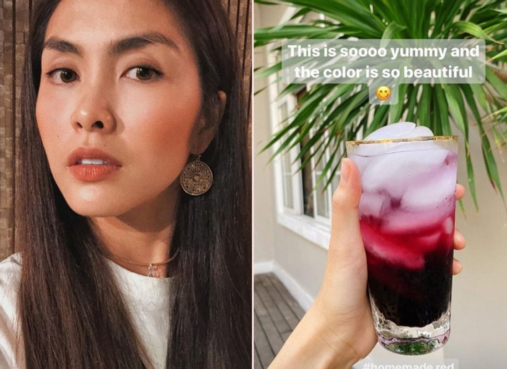 Ngoài việc chăm chỉ uống sữa hạt tự chế, Hà Tăng cũng tự ngâm 1 bình atiso ngâm để pha nước uống, thức uống vừa đẹp mắt còn giúp làm đẹp da, giữ dáng. Ảnh: Internet. Mời độc giả theo dõi video "Cách làm đẹp Avatar Facebook bằng video". Nguồn: VTC.