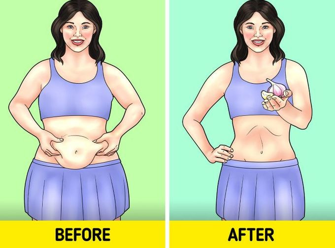 Thêm tỏi vào món ăn: Nhiều nghiên cứu đã chỉ ra rằng thêm tỏi vào các món ăn có thể giảm mỡ bụng hiệu quả. Chất allicin có trong tỏi có tác dụng ức chế sự thèm ăn. Khi bổ sung tỏi vào thực đơn hàng ngày, bạn sẽ cảm thấy không đói nhanh như trước đây. Ngoài ra, một số loại vitamin cùng dưỡng chất trong loại củ này cũng có tác dụng đào thải độc tố cũng như chất béo ra khỏi cơ thể.