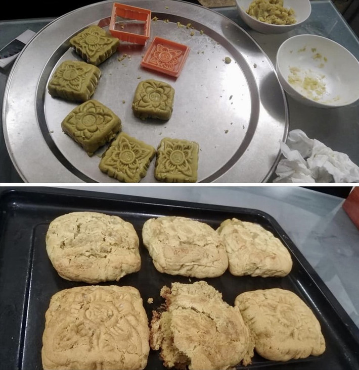 Một mẻ bánh Trung thu khác bị nướng quá tay.