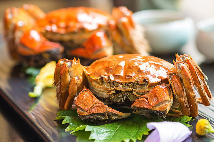 6. Cua lông: Mùa cua lông thường là tháng 9 và tháng 10. Do đó, nó cũng là món ăn theo mùa rất đặc trưng trong dịp Trung thu của người dân Trung Quốc trong những năm gần đây, trên khắp miền Nam Trung Quốc, nhưng thực chất, phong tục này đã được duy trì từ lâu tại các tỉnh Giang Tô và Chiết Giang, nơi có nhiều sông, hồ. Cua lông rất giàu protein và các acid amin tốt cho sức khỏe.