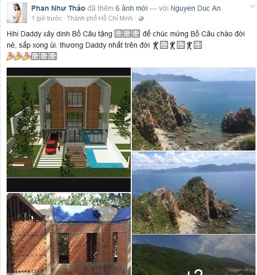 Mới đây, trên trang cá nhân, Phan Như Thảo đã vui vẻ chia sẻ niềm hạnh phúc khi được ông xã đại gia mua ba căn biệt thự làm quà tặng cho con gái sắp chào đời. Theo chia sẻ của nữ người mẫu, đó là ba dự án biệt thự đang được ông xã Đức An xây dựng tại Đà Lạt và Nha Trang.