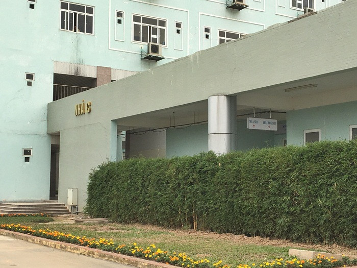 Trước khu nhà C bệnh viện cũng rất nhiều cây xanh.