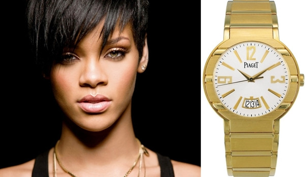 Ngôi sao nhạc Pop Rihanna có một chiếc đồng hồ Piaget Polo 18 carat vàng, giá 30.000 USD (khoảng 630 triệu đồng).