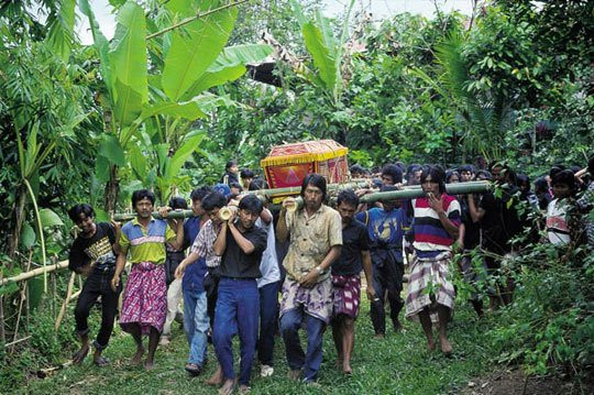 Tour du lịch đám ma ở Indonesia: Tại thị trấn Rantepao, Indonesia, du khách được tham gia vào một tour đám tang kỳ quặc. Dân Torajan nổi tiếng trên khắp thế giới với nghi lễ tang ma kéo dài nhiều ngày, bao gồm cả lễ hiến tế trâu đậm bản sắc. Ngày nay mỗi năm có hơn 200.000 du khách đổ về đây. Vào những ngày có đám ma, chợ Pasar Bolu, chợ bán trâu rất tấp nập.
