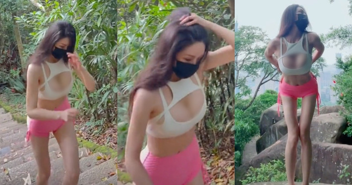 Mới đây, cư dân mạng Đài Loan đang chia sẻ những hình ảnh về một hot girl gợi cảm, xinh đẹp đi leo núi trong bộ đồ không thể hở hơn.