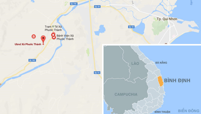 Tai nạn xảy ra trên tuyến đường sắt Bắc - Nam, đoạn qua xã Phước Thành, huyện Tuy Phước (Bình Định). Ảnh: Google Maps - Thiên Sơn.