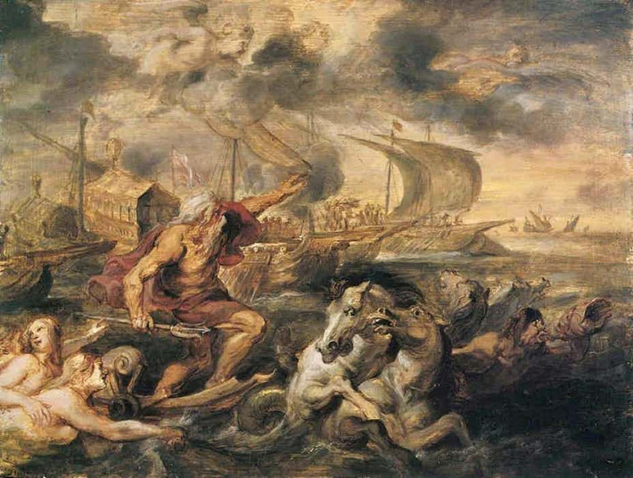 Một truyền thuyết kể rằng, thành phố Atlantis do thần biển Poseidon xây dựng nên. Vị thần này đã xây thành phố Atlantis trên một ngọn đồi lớn nhằm gây ấn tượng và thể hiện tình yêu với một người phụ nữ phàm trần có tên Cleito.