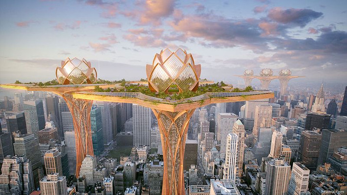 Một trong những dự án nổi tiếng nhất của kiến trúc sư Toshkov là "City in The Sky" ("Thành phố trên mây trời"). Kiến trúc sư này đã lấy ý tưởng thiết kế thành phố từ hoa sen - loài hoa được biết đến với hình ảnh đẹp thanh khiết "gần bùn mà chẳng hôi tanh mùi bùn".