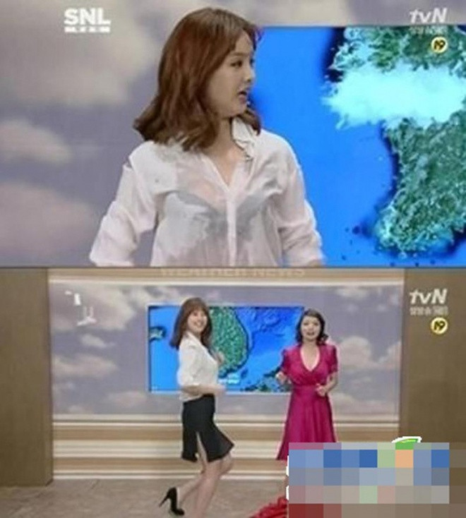 Park Eun Ji - MC bản tin Thời tiết tại Hàn Quốc từng bị khán giả chỉ trích khi tự tay đổ nước lên người trong lúc dẫn chương trình. Điều đáng nói, vì chiếc áo mỏng manh nên Park Eun Ji đã lộ rõ phần áo ngực khi lên sóng. Hành động này bị cho là phản cảm, không phù hợp khi lên sóng truyền hình.