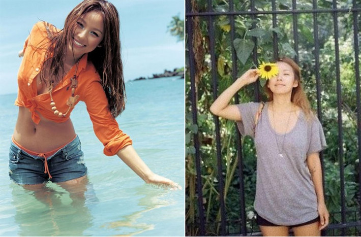 Hình ảnh sexy quyến rũ của Cô tiên quốc dân ngày nào (trái) và hình ảnh Lee Hyori giản dị hiện tại.