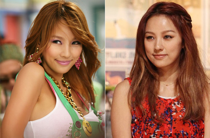 Năm 1998, Lee Hyori ra nhập làng giải trí với tư cách nhóm trưởng nhóm nhạc Fin.K.L. Các nét trên khuôn mặt của Hyori trước đây (trái) và bây giờ không thay đổi, chỉ là hiện tại cô béo hơn so với trước.