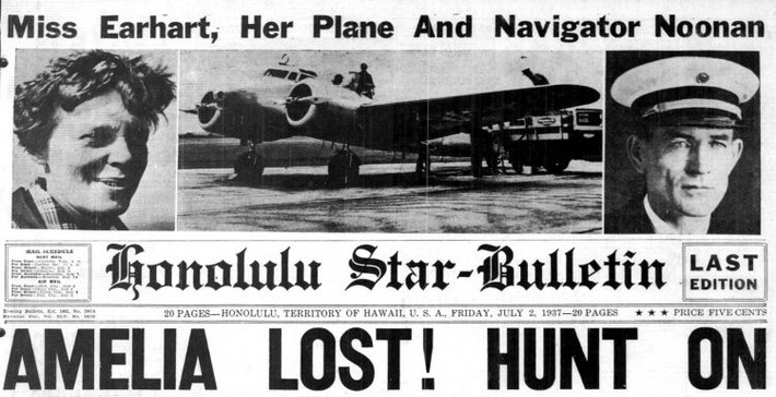 Khi ấy, Earhart điều khiển máy bay Lockheed Model 10 Electra. Đồng hành cùng bà là hoa tiêu Fred Noonan.