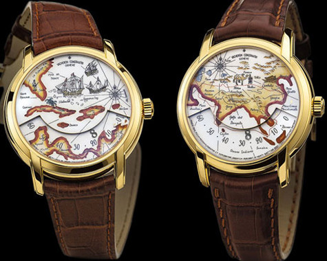 Đồng hồ bản đồ: Năm 2008, hãng đồng hồ Thụy Sĩ, Vacheron Constantin sáng tạo ra hai mẫu đồng hồ độc đáo để tri ân khám phá của hai nhà thám hiểm vĩ đại mọi thời đại là Marco Polo và Christopher Columbus. Chiếc đồng hồ gồm hai phần chồng lên nhau. Phần trên là phần địa cầu, bản đồ lịch sử về những kỳ công của nhà thám hiểm vĩ đại. Phần dưới là mặt đồng hồ chỉ giờ với 12 con số từ trái sang phải, rải theo đường cong rộng 132 độ.