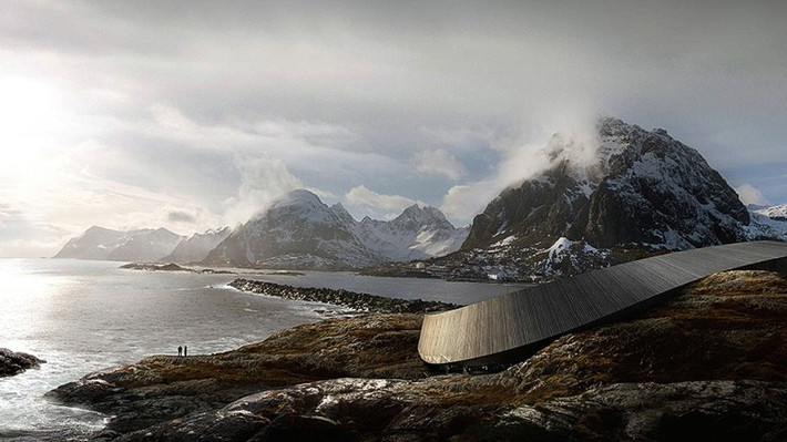 Khách sạn Lofoten Opera (Na Uy): Khách sạn Lofoten Opera nằm giữa lòng núi đẹp như tranh vẽ tại quần đảo Lofoten phía tây nam Nauy. Khách sạn bao gồm 1 sàn trung tâm nổi trên mặt đất hình bậc thang mang phong đậm chất cổ đại của vùng Scandinavi, bao xung quanh là vòng xoáy ốc làm bằng đá, là 1 trong 18 công trình trọng điểm của quốc gia thúc đẩy ngành du lịch nước này. Dự kiến mở cửa vào cuối năm 2015.