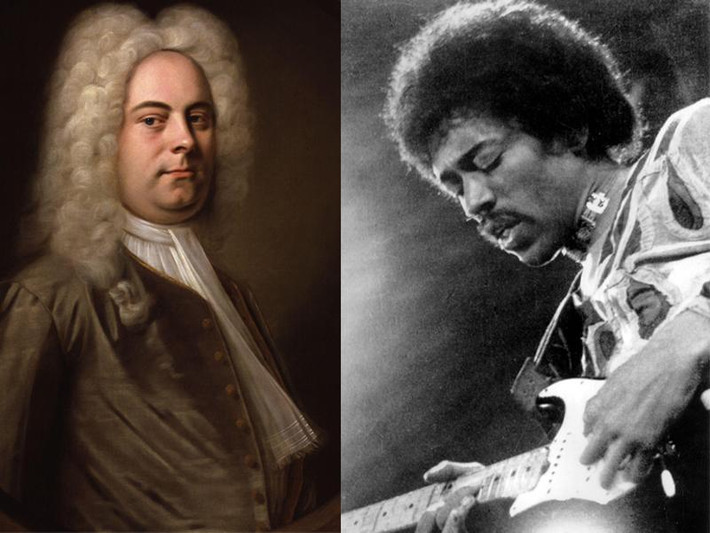 George Friedrich Handel và Jimi Hendrix là 2 thiên tài âm nhạc nổi tiếng thế giới. Họ sống khác thời đại nhưng có một vài điểm chung thú vị.