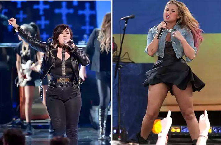 Khi mới bước chân vào làng giải trí Demi Lovato rất thon gọn, nhưng càng ngày nữ ca sĩ càng to béo không phanh bởi hội chứng rối loạn ăn uống và những vấn đề về tâm thần. Ở thời điểm béo nhất, mặc dù bị rất nhiều lời chê bai nhưng Demi Lovato vẫn rất tự tin. Tuy nhiên hình ảnh ngôi sao Hollywood phát phì bị rất nhiều người chê xấu xí.