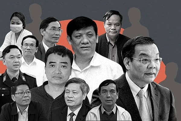 104 bị can bị khởi tố liên quan vụ Việt Á với các tội danh khác nhau như Vi phạm quy định về quản lý, sử dụng tài sản nhà nước gây thất thoát, lãng phí; Vi phạm quy định về đấu thầu gây hậu quả nghiêm trọng; Lợi dụng chức vụ, quyền hạn trong khi thi hành công vụ; Đưa hối lộ; Nhận hối lộ. Đáng chú ý, trog số các bị can có 3 cựu ủy viên Trung ương Đảng, gồm các ông: Nguyễn Thanh Long (cựu Bộ trưởng Y tế); Chu Ngọc Anh (cựu Chủ tịch UBND TP Hà Nội) và Phạm Xuân Thăng (cựu Bí thư Tỉnh ủy Hải Dương)…(Ảnh: Vietnamnet)