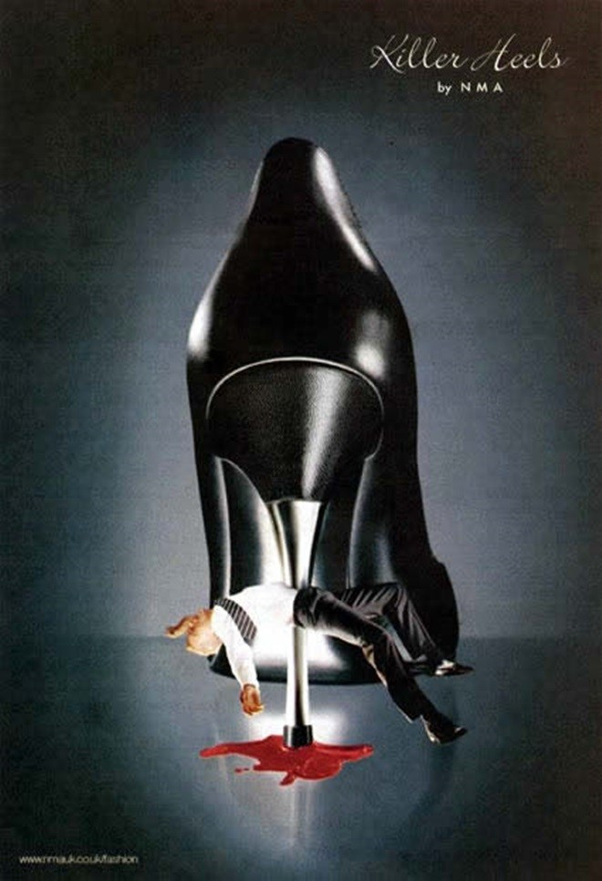 Quảng cáo gây sốc của hiệu giày cao gót Killer Heels by NMA (Anh) bị cấm vì sử dụng hình ảnh bạo lực.