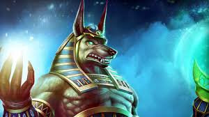 Lần đầu tiên thần Anubis được đề cập đến là trong các tài liệu của Triều đại thứ nhất. Trong ngôn ngữ của người Ai Cập cổ đại, thần Anubis còn được gọi là Anpu hay Inpu.