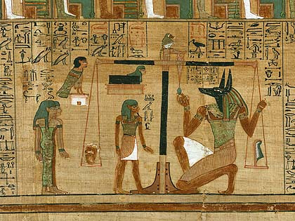 Theo quan niệm của người Ai Cập, sau khi qua đời, người chết sẽ tới gặp vị thần Anubis và đặt trái tim lên một chiếc cân đặc biệt.