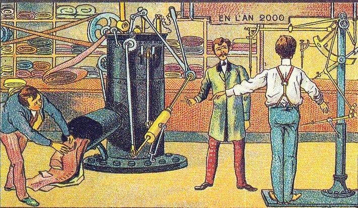Robot được dự đoán trong tương lai sẽ thay thế công việc của thợ may khi đảm nhận công việc may đo quần áo cho con người.