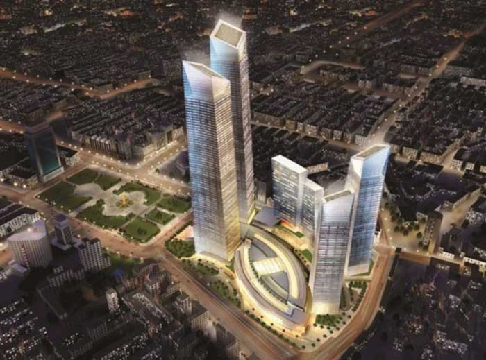 9. Tòa tháp 2 thuộc Forum 66, Thẩm Dương, Trung Quốc, cao 351m: Đây là khu phức hợp gồm trung tâm thương mại, khách sạn, văn phòng, căn hộ, tàu điện ngầm. Sau khi hoàn thành, đây sẽ là tòa nhà cao nhất Thẩm Dương. Với số lượng tầng 68 sau khi hoàn thành, tòa nhà Forum 66 Tower sẽ cao thứ 56 trên thế giới.