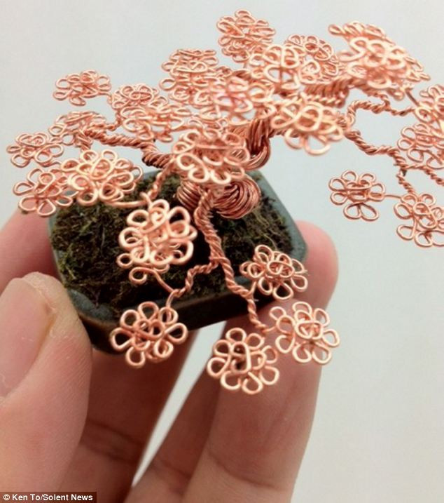 Sau đây là một số tác phẩm bonsai mini bằng dây kim loại độc đáo.