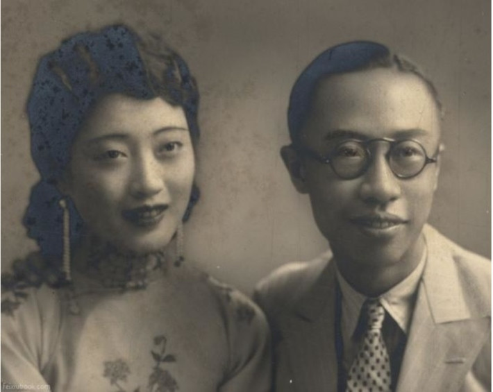 Hoàng hậu Uyển Dung xinh đẹp, yêu kiều chụp ảnh bên hoàng đế Phổ Nghi.