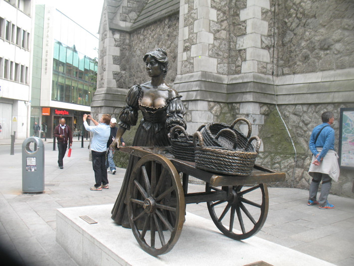 Được làm từ đồng, bức tượng đồng Molly Malone mô phỏng nữ anh hùng dân gian tại địa phương. Theo các giai thoại dân gian, Molly là một cô gái bán cá, đẩy xe hàng rong ruổi khắp đường phố ở Dublin.