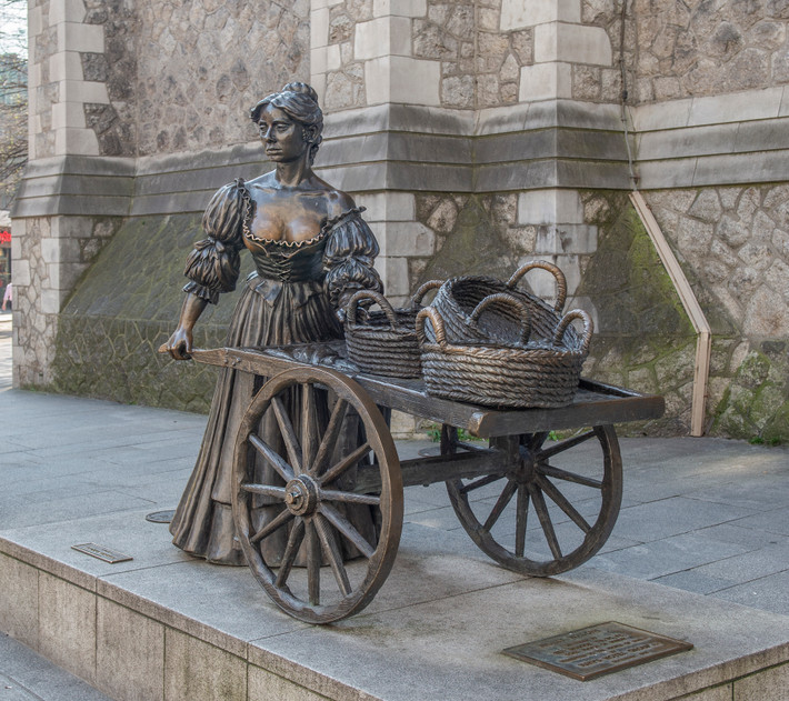 Bức tượng đồng Molly Malone đặt trên đường Grafton, thành phố Dublin, Ireland được nhiều người biết đến. Đây là tác phẩm do nghệ sĩ Jeanne Rynhart thực hiện năm 1988 và sau đó trở thành biểu tượng của thành phố Dublin.