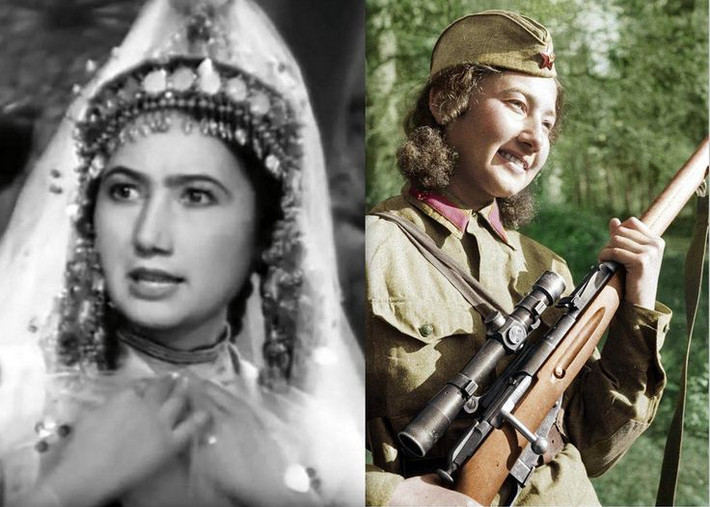 7. Ziba Ganiyeva: Ziba Ganiyeva là một trong những nữ xạ thủ nổi tiếng của quân đội Nga. Cô từng dũng cảm vượt qua hàng rào của quân đội 16 lần và giết chết 21 lính Đức. Ziba đã tham gia tích cực trong trận chiến Moscow rồi bị thương nặng và mất 11 tháng để hồi phục tại bệnh viện. Ganiyeva được trao tặng Huân chương Cờ Đỏ và Sao Đỏ.