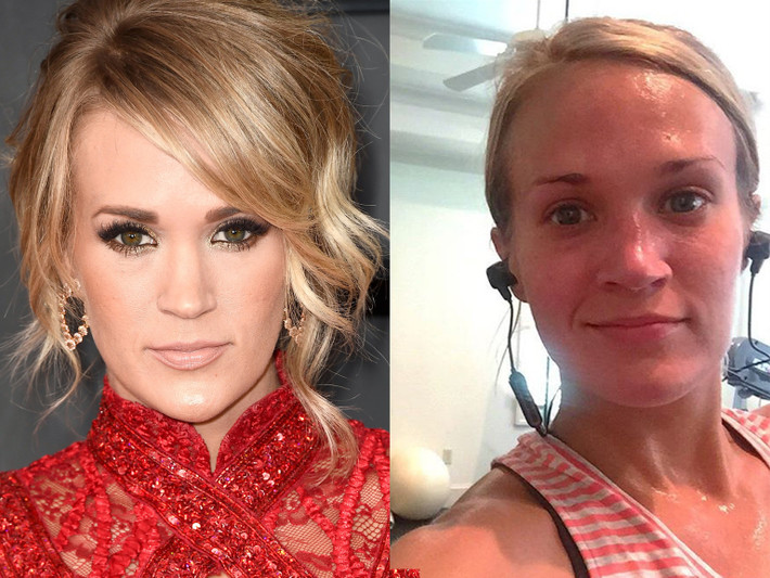 Carrie Underwood không ngại khoe ảnh mặt mộc đến phòng tập thể dục. Ảnh: Getty.