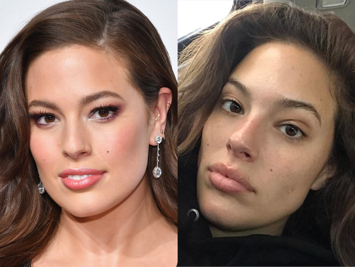 Ashley Graham Graham trông khá phờ phạc khi để mặt mộc. Ảnh: Getty.
