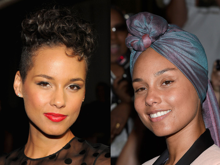 Vẻ khác biệt của Alicia Keys khi "rũ bỏ" son phấn. Ảnh: Getty.