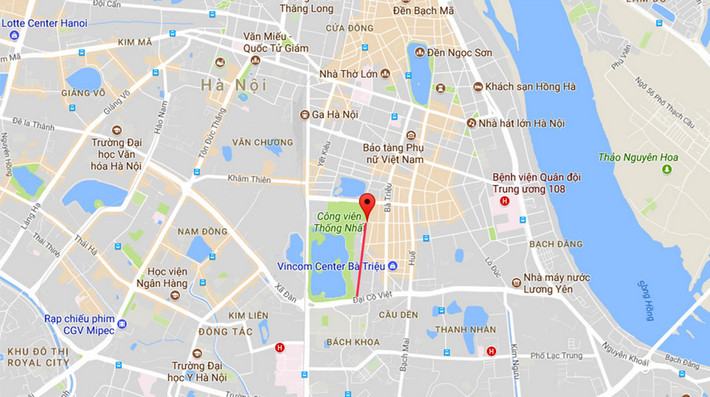 Dự án phố Nguyễn Đình Chiểu kéo dài (vạch đỏ). Ảnh: Google Maps.