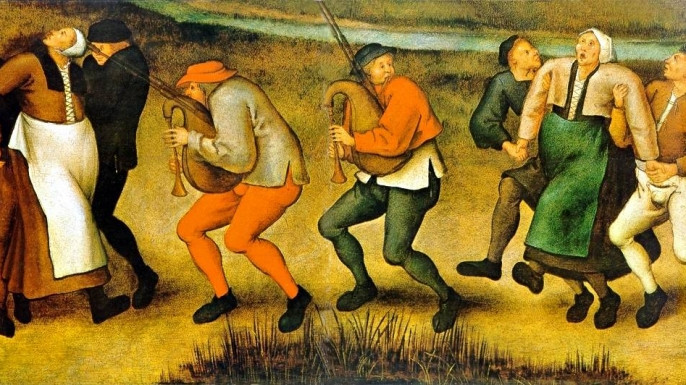 Không riêng gì phụ nữ và nam giới, trẻ em cũng bị cuốn vào dịch bệnh nhảy múa không ngừng.