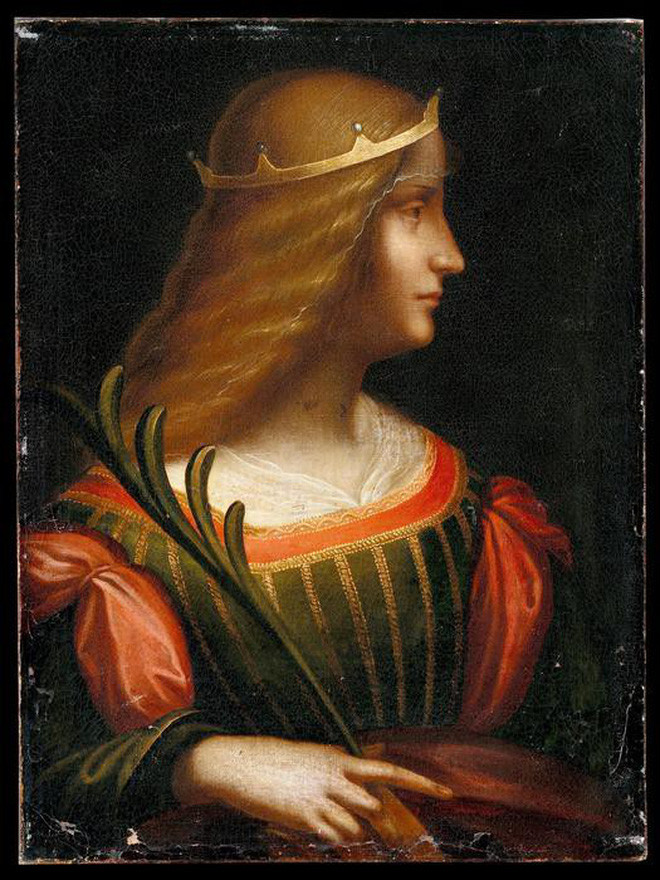 Trong bức tranh này, danh họa da Vinci đã vẽ quý bà Isabella có một nụ cười mỉm bí ẩn giống như nụ cười nàng Mona Lisa cùng một chiếc cằm khá tròn trịa.