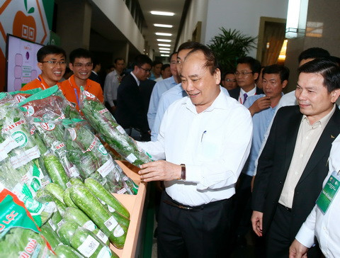 Thủ tướng Nguyễn Xuân Phúc: “Nỗ lực đưa Việt Nam thành cường quốc nông nghiệp trong tương lai”. Tại Hội nghị xây dựng nền công nghiệp nông nghiệp Việt Nam được tổ chức chiều 18/12 tại TP HCM, Thủ tướng khẳng định: “Đảng, Nhà nước xác định công nghiệp hóa, hiện đại hóa nông nghiệp nông thôn là nhiệm vụ quan trọng hàng đầu trong quá trình hiện đại hóa, công nghiệp hóa đất nước. Việt Nam có khát vọng nỗ lực phấn đấu vươn lên, từng bước đứng vào đội ngũ cường quốc nông nghiệp trên thế giới, nông nghiệp Việt Nam phải trở thành trung tâm cung ứng sản phẩm nông nghiệp công nghệ cao có vị thế quan trọng trong mạng sản xuất và chuỗi giá trị toàn cầu”. Ảnh Thống Nhất-TTXVN.