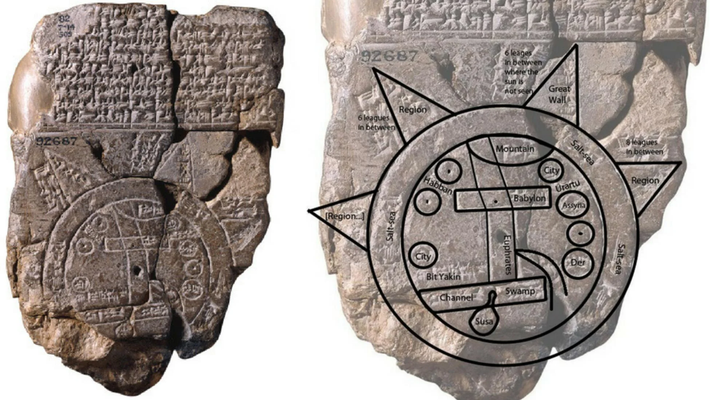 Tấm đất sét Imago Mundi còn mô tả một con sông khác - sông Euphrates - cắt qua Lưỡng Hà cổ đại từ Bắc vào Nam, nối liền "sông đắng". Theo tiến sĩ Irving, đó là một vành đai nước rất quan trọng. Người Babylon đã có ý tưởng về ranh giới của thế giới nơi họ sinh sống vào khoảng thế kỷ 6. Ảnh: thearchaeologist.