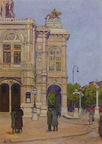 9. “Một góc Nhà hát Opera ở Vienna” (1911): Nhà hát Opera ở thủ đô Vienna là một trong những mẫu họa yêu thích của Hitler. Ông đã từng vẽ rất nhiều phiên bản của tòa nhà nghệ thuật này. Và đây là bức họa được Hitler nhìn dưới góc độ hẹp hơn. Hitler cũng đã từng có ý định viết hoàn thành nốt lời của vở nhạc kịch “Wieland der Schmidt” còn dang dở của nhà soạn nhạc người Đức W.R. Wagner. Nhưng nhanh chóng từ bỏ ngay sau đó. Đã từng có nhiều người cố gắng phân tích những ẩn chứa tội ác sau này của Hitler trong những bức họa của ông nhưng đều thất bại. Có lẽ, nghệ thuật chưa bao giờ mang hiềm ác trong niềm đam mê của Hitler.