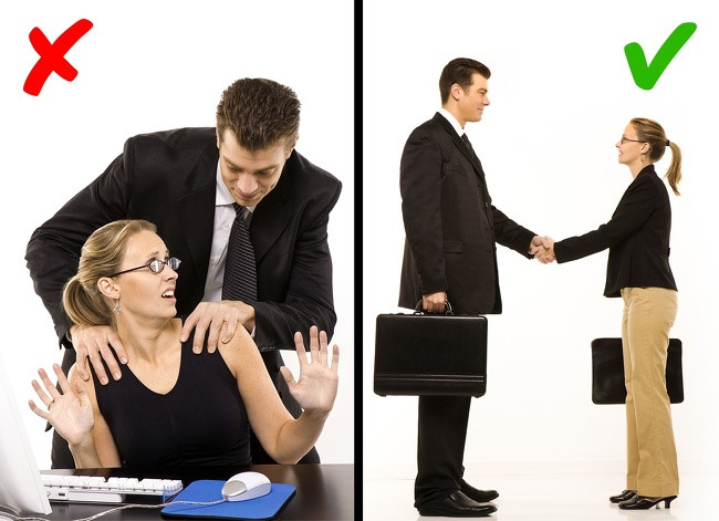 Khoảng cách tốt nhất giữa bạn với người đối diện trong lần gặp đầu là khoảng 1,2m. Nếu tiếp xúc quá gần nhau, cả 2 sẽ cảm thấy không thoải mái, còn nếu ở quá xa, họ nghĩ bạn không quan tâm đến buổi gặp này.