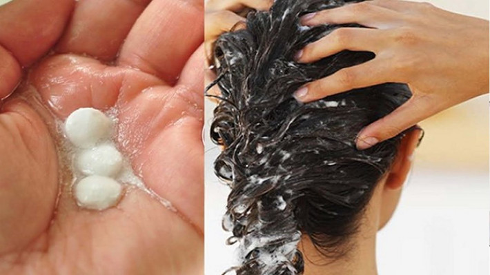 Trị tóc gàu, bạn có thể dùng aspirin. Lấy 2 viên thuốc aspirin nghiền mịn cho vào dầu gội của bạn và gội tóc trong 2 tuần.