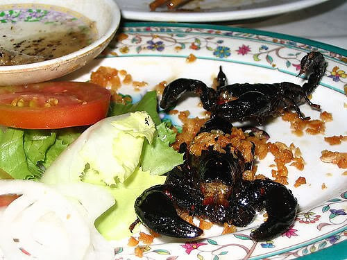Bọ cạp xào sả ớt: Có hương vị khác lạ nhất trong số các món ăn từ bọ cạp, với sự có mặt của các loại gia vị đậm đà. Ảnh: Internet. Mời độc giả theo dõi Video "Chế biến món ngon từ nấm đông cô". Nguồn: VTC.