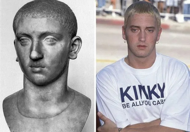 Nam apper Eminem có dung mạo khá giống hoàng đế Severus Alexander của đế chế La Mã.