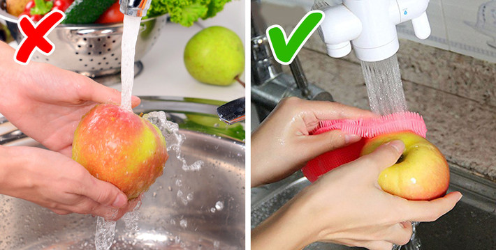 Rửa kỹ rau quả trước khi ăn: Không rửa sạch trái cây và rau quả thực sự có thể khiến bạn tăng cân. Lý do là vì các loại thuốc trừ sâu còn bám lại trên rau quả khi vào cơ thể có thể làm chậm sự trao đổi chất, khiến bạn tăng cân.