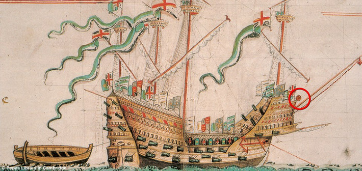Bức tranh minh họa tàu chiến Mary Rose.