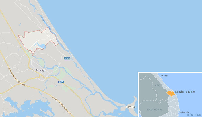 Xã Tam Thăng, TP Tam Kỳ, Quảng Nam, nơi xảy ra vụ việc. Ảnh: Google Maps.